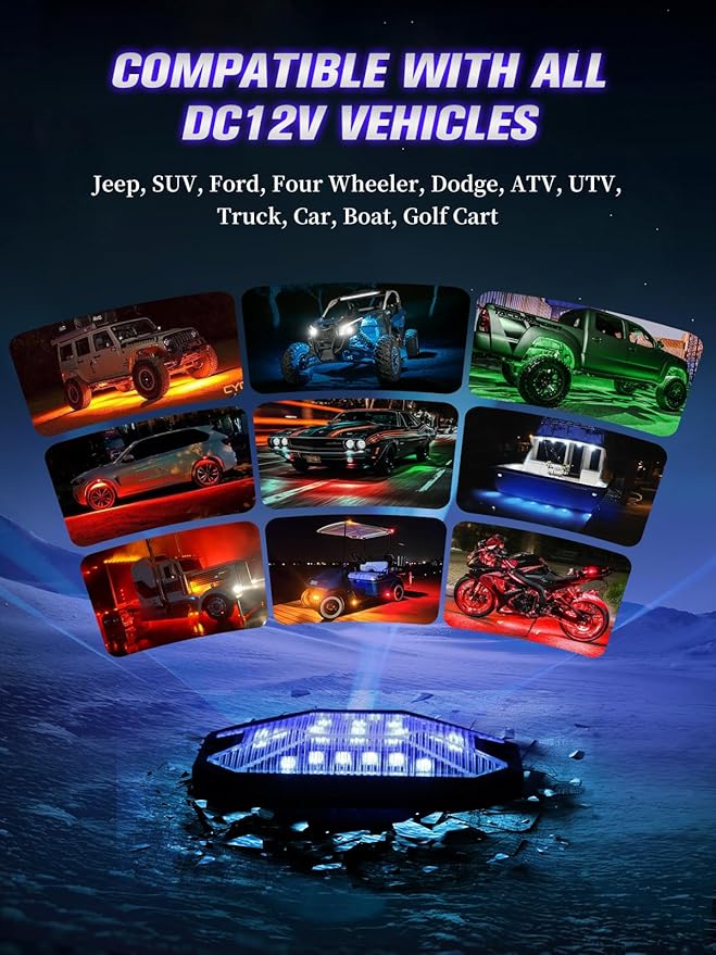 12Pods 5 Sides Full Angle RGB LED Rock Lights Kits High Brightness 27 Beads RGBW 5050 IP68 Waterproof Underglow Multicolor Exterior Wheel Rock Lights for 12V Trucks Jeep Offroad Pickup UTV ATV RZR SUV