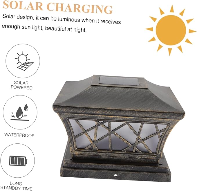 Vaguelly Solar Outdoor Post Light Fixture Garden Floor Lamp Decor with Premium Battery Long Illumination for Courtyard Park Villa Residential Areas