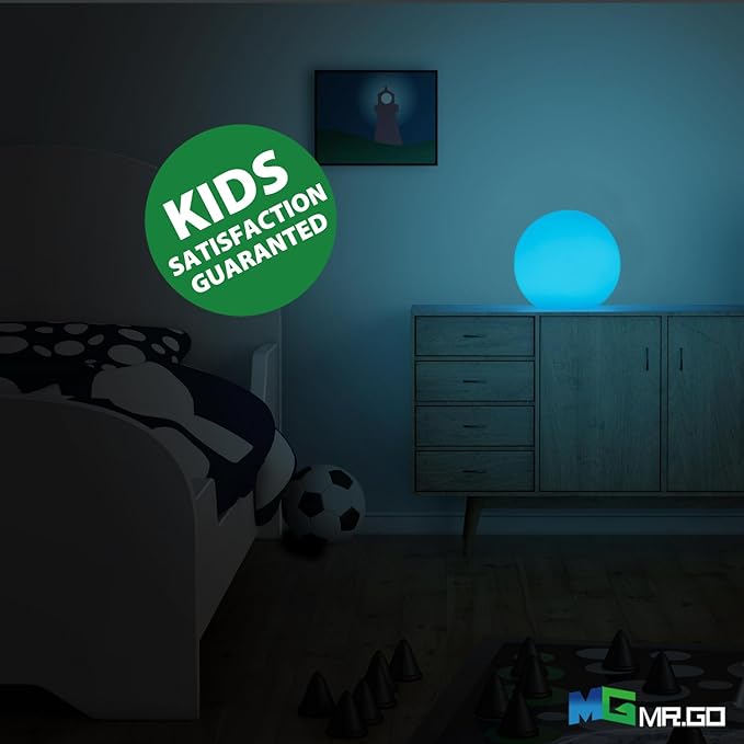 Mr.Go 10" Ultra-Fun Waterproof RGB Color-Changing LED Ball Light Orb Globe Lamp, Dimmable 16 Colors 4 Modes, Ideal for Kids Night Light Party Outdoor Pool Garden Patio Ambient Decorative Lighting