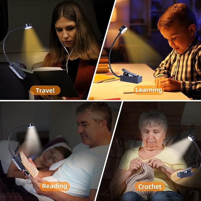 KunHe 30 Pack Rechargeable Book Light Bulk Clip-On Reading Lights for Books in Bed Long-Lasting 3 Modes & 3 Brightness Levels Compact USB Charging Mini Booklights for Kids Book Lovers Bulk Gifts