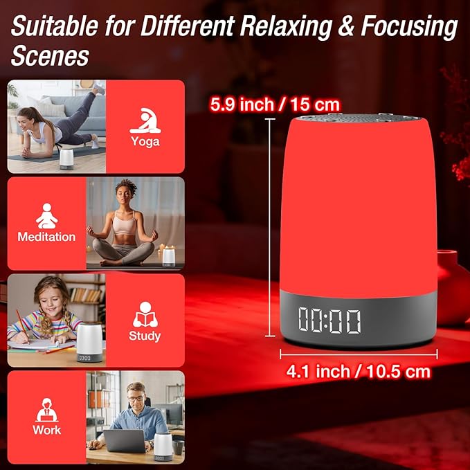Red Light Therapy Lamp for Sleep, Bestkid 5-Level Night Light Red for Adult Kids, White Noise Sound Machine with APP Control Alarm Clock Timer for Bedroom, Stress Relief, Relaxation, 620-690nm