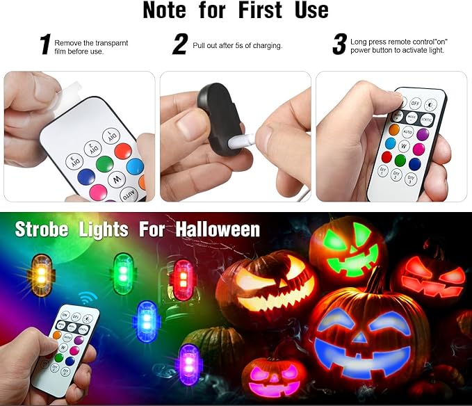 Aukmak 4-Pack Wireless RGB LED Strobe Lights with Remote