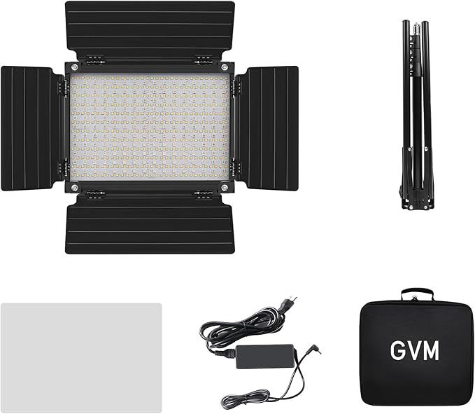 GVM Upgraded 680 RGB LED Video Light with Lighting Stand Kit, 50W Photography Lighting with Bluetooth Control, Studio Light with 18 Lighting Scenes, led Panel Lights for Video Recording, 8500lux/0.5m