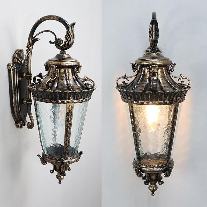 SAMTEEN Bronze Outdoor Light Fixtures Wall Mount 21 Inches Water Glass Exterior Wall Sconce Waterproof Aluminium Wall Lantern Sconce Outside Porch Lights for House Yard Front Door