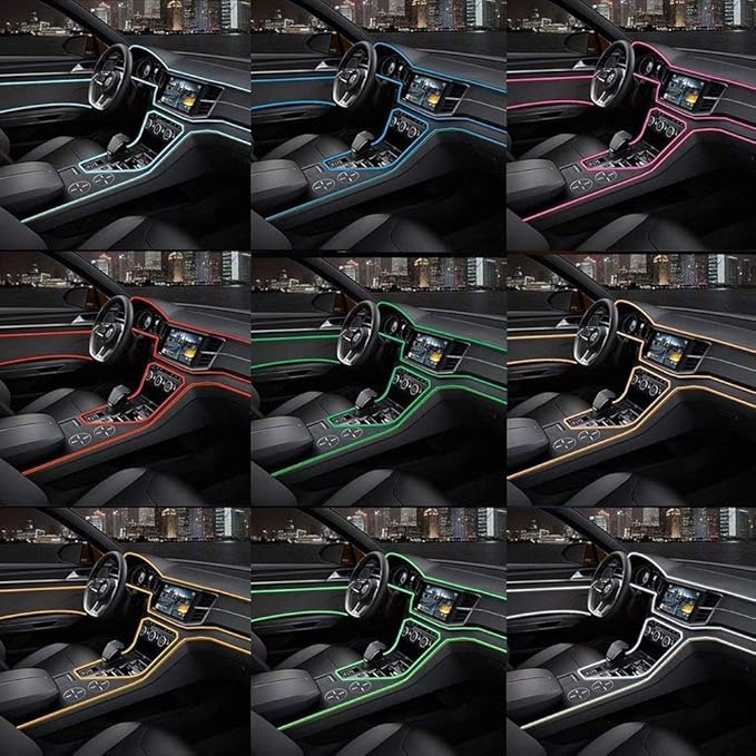 ABALDI Car Atmosphere Light El Wire Car Interior LED Strip Rope Neon Light for Car Interior Decoration(5m/16ft,Orange)