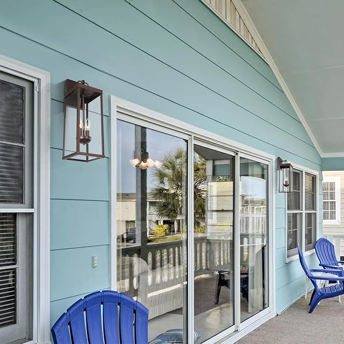 Outdoor Wall Sconce Light, 20 Inch Tall Transitional Exterior Wall Lighting with Clear Glass, Modern Outside Bronze Carriage Lantern Lamp for Front Porch Garage Garden Patio Corridor Doorway