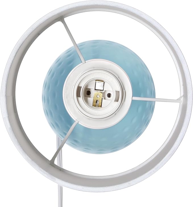 Simple Designs LT1161-BBY 12.5" Chic Glow Petite Dimpled Ceramic Table Lamp, for Bedroom, Office, Living Room, Baby Blue
