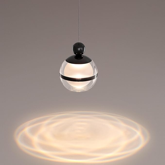 Modern Black Pendant Light Globe Hanging Pendant Lighting LED Dimmable Small Chandelier Light Fixture for Kitchen Island Bedroom Dining Room Bar (1-Lights)