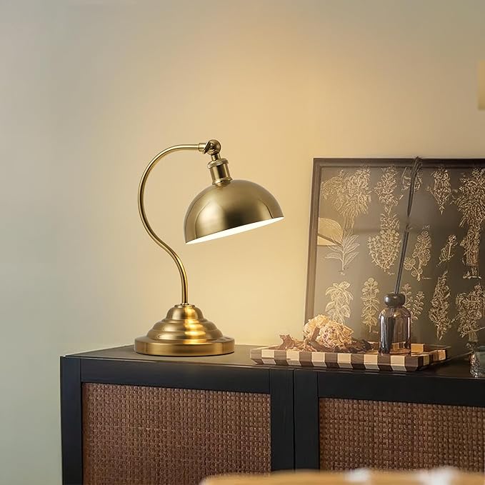 KARTOOSH Cordless LED Table Lamp Set of 2 – Rechargeable Dimmable Desk Lamp with Swing Arm, 3000K-6000K, Vintage Brass for Bedroom & Nightstand