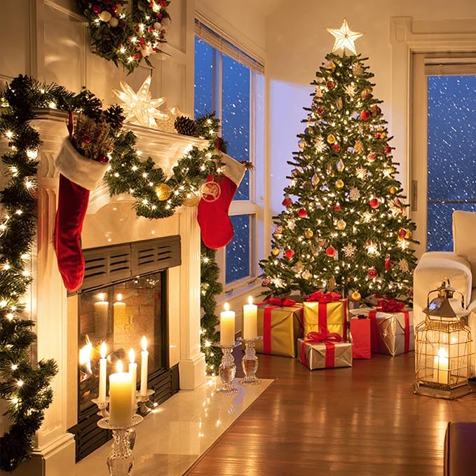 Battery Operated Christmas Lights - 4 Pack Total 66ft 200 LEDs Warm White Christmas Lights with Timer, 8 Modes Waterproof Twinkle Lights for Indoor Outdoor Xmas Tree Wreath Party Holiday Decorations