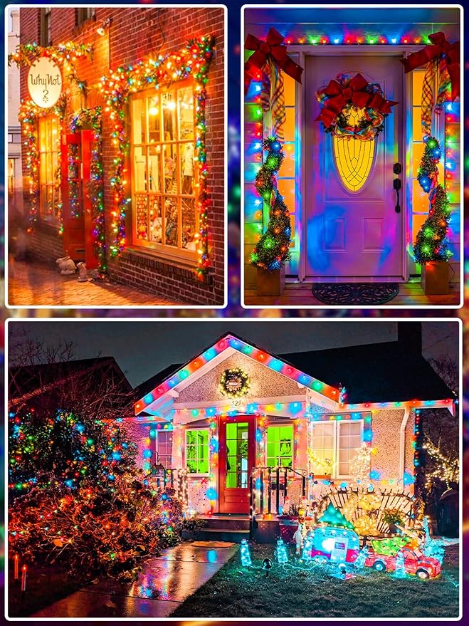 Upgraded 165FT 500 LED Multicolor Christmas String Lights Indoor & Outdoor, Memory Function & Timer & 8 Modes, Green Wire Waterproof String Lights for Xmas Tree Holiday Party Garden Decor (Multicolor)