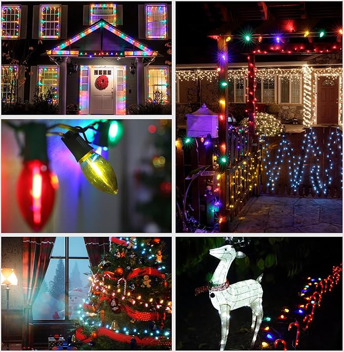KGC C9 LED Replacement Christmas Lights Bulbs-0.6W Equivalent to 7W, C9 Shatterproof & Waterproof Plastic LED Bulbs, E17 Screw for Indoor Outdoor Patio String Lights - Multicolor 25 Pack