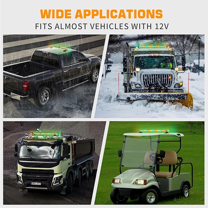 XRIDONSEN 37 Inch 104 LED Roof Top Amber Green Emergency Lights Magnetic Traffic Advisor Strobe Light Bar Warning Flashing Safety Double Side Light for Construction Vehicles Plow Trucks Pickup Wrecker