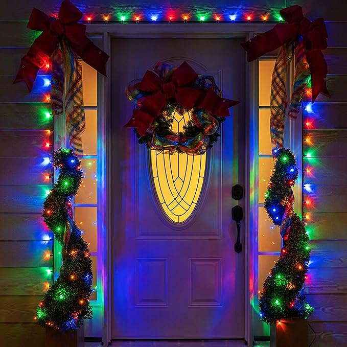 Battery Operated Christmas Lights - 4 Pack Total 66ft 200 LEDs Multicolor Christmas Lights with Timer, 8 Modes Waterproof Twinkle Lights for Indoor Outdoor Xmas Tree Wreath Party Holiday Decorations