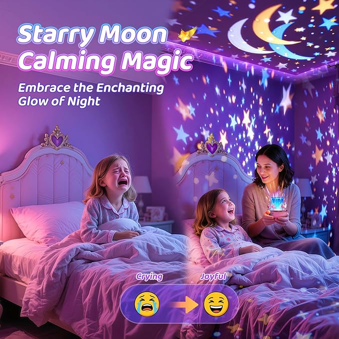 One Fire Night Light Projector for Kids,315 Lighting+15 Films+15 Music Sound Machine Baby, 360°Rotate+Remote+Dimmable Ceiling Star Projector for Kids Room Decor,Unicorn Toys Birthday Gifts for Girls