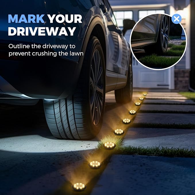 SOLPEX Mini Solar Ground Lights, 20 Pack Solar Lights Outdoor Waterproof, Landscape Lighting for Garden Pathway Driveway Walkway (Warm White)