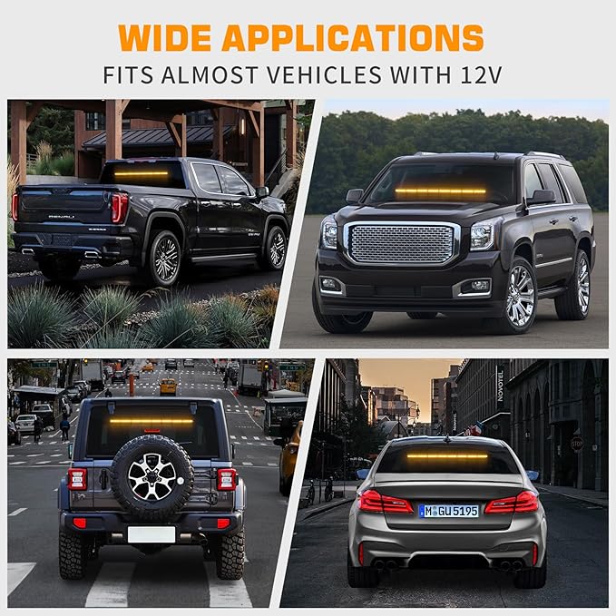 XRIDONSEN 35 inch Traffic Advisor Light Bar 48 LED Amber Strobe Lights Emergency Safety Hazard Warning Lights Front/Rear Window w/Display Controller for Construction Vehicles plow/Tow Trucks Wreckers