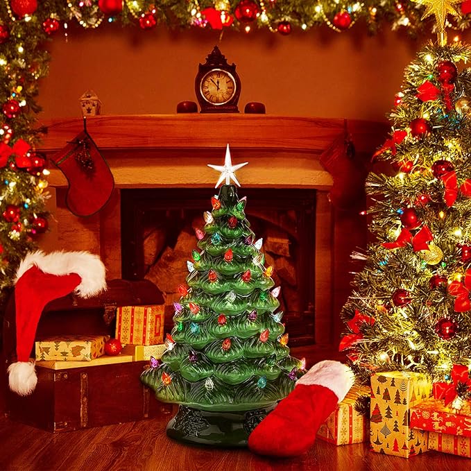 201 Pieces Plastic Ceramic Christmas Tree Lights Replacement Tree Bulbs for Christmas Ornaments, Light and Star Shape