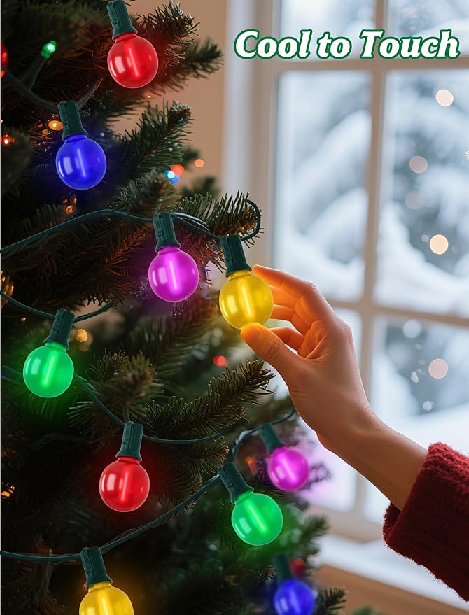 SUNSGNE 25FT LED Colored Christmas Lights with 25 G40 LED Shatterproof Frosted Multicolor Globe Bulbs, Waterproof Colorful Christmas String Lights for Patio Backyard Porch Balcony Gazebo Party Decor