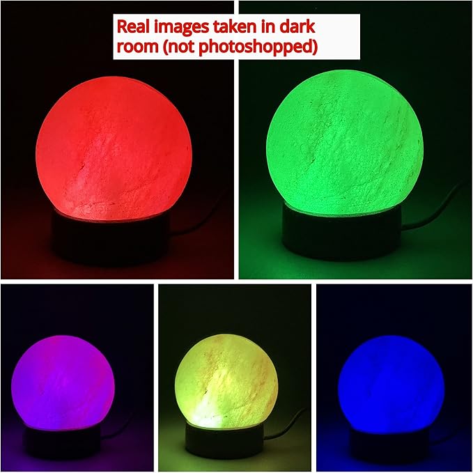 Himalayan Salt Lamp, USB Powered, Color Changing Round Shaped Handcrafted Night Light lamp, Ideal Gift For Home Decore