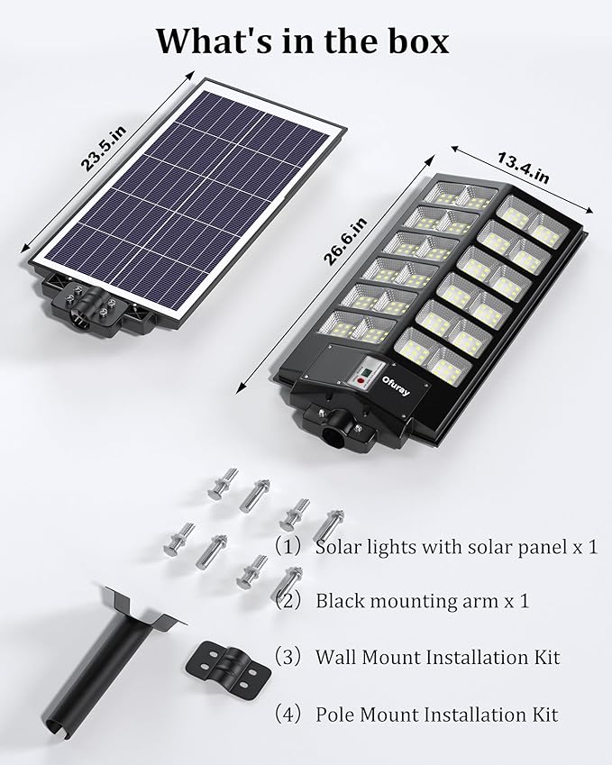Ofuray Of-9800W Solar Street Lights Outdoor,Solar Security Flood Lights Parking Lot Lights Commercial Dusk to Dawn, 6500k Waterproof Led with Remote Control Motion for Street,Court,Barn