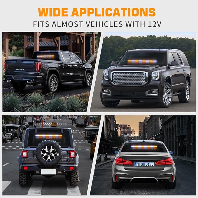 XRIDONSEN 35 inch Traffic Advisor Light Bar 48 LED Strobe Lights Amber White Emergency Safety Warning Hazard Front/Rear Window Display Controller for Construction Vehicles plow/Tow Trucks Wreckers