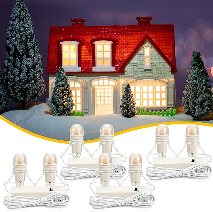 Roowest 8 Pack Accessory Cord with 2 LED Light Bulbs 6 Ft Warm Light Accessories for Halloween Christmas Village House Decorations Indoor DIY Crafts Salt Lamp Pumpkin Lights Decors