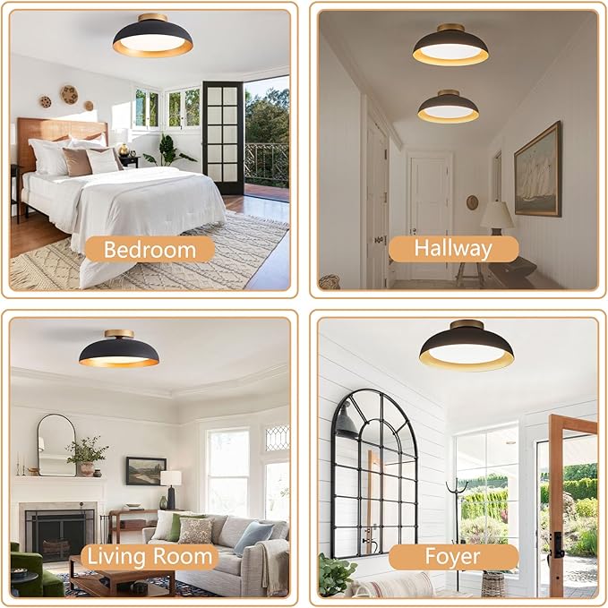 Bargeni Flush Mount Ceiling Light,12.5 inch Ceiling Lighting Fixture,Mid Century Light Fixtures Ceiling Mount,5CCT Dimmable/2700K-6000K/20W,Kitchen Lighting Fixtures Ceiling,ETL Certified