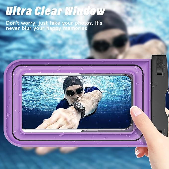 Waterproof Phone Pouch - 2 Pack IP68 Floating Waterproof Phone Case, Dry Bag Beach Cruise Essentials 2025 with Adjustable Lanyard for iPhone 16 Pro Max / 15 Pro/Galaxy S24 S23 (Blue & Purple)