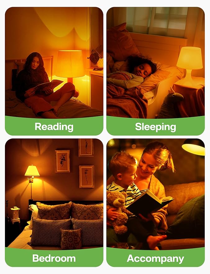 Amber Sleep Light Bulbs: 3W Amber Warm Light Bulb 1800K, Blue Light Blocking Dim Light Bulbs 40W Equivalent, E26 Bulbs for Mood Soothing, Bedroom and Baby Nursery, 2 Pack