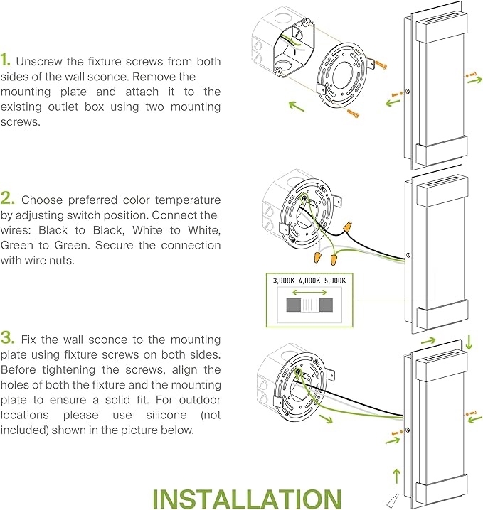 ASD LED 12" Bubble Glass Wall Light Fixture, Outdoor & Indoor Seeded Sconce | 3CCT, Waterproof, Dimmable, Up-Down Glow, ETL Listed | 22W 500LM 3000-5000K 120V | Exterior Porch Lighting | Black
