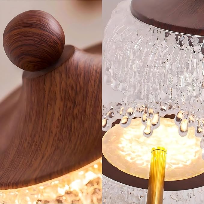 LIGHTLAND Water Drop Table Lamp, 7.9 * 13 Inch Crystal Acrylic Bedside Light for Study Room, Bedroom, Living Room