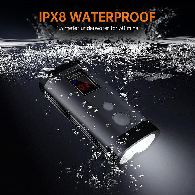RAVEMEN PR2000 Bike Light for Night Riding Mountain Biking, 2000 Lumens Rechargeable Bike Headlight with LED Display, Wireless Remote, Anti-Glare Beam, IPX8 Waterproof