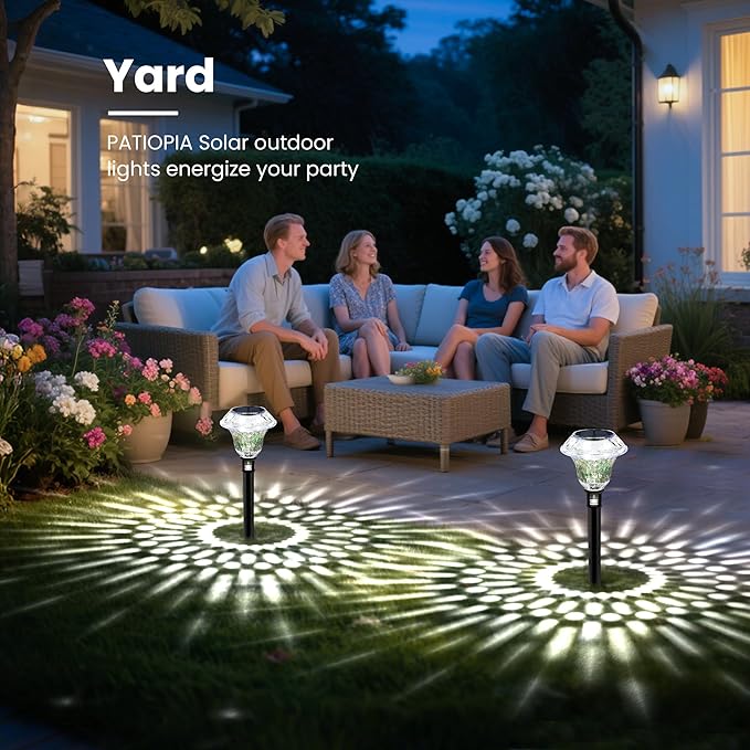 Solar Pathway Lights Garden Decor for Yard, Solar Garden Lights for Outside Waterproof Landscape Lighting, Garden Decorative for Walkway, Driveway, Yard, Landscape, Lawn (6 Pack Cold White)