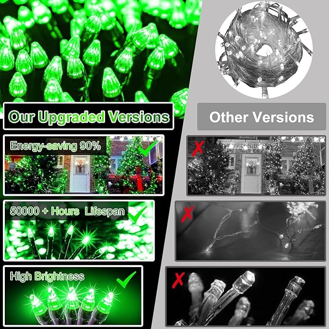 1500 LED 470FT Christmas String Lights Outdoor, 12 Pro Modes and Timer Memory & Brightness, Plug in Waterproof Dark Green Wire Twinkle Light for for Xmas Yard Tree Wedding Party Decor (Green)