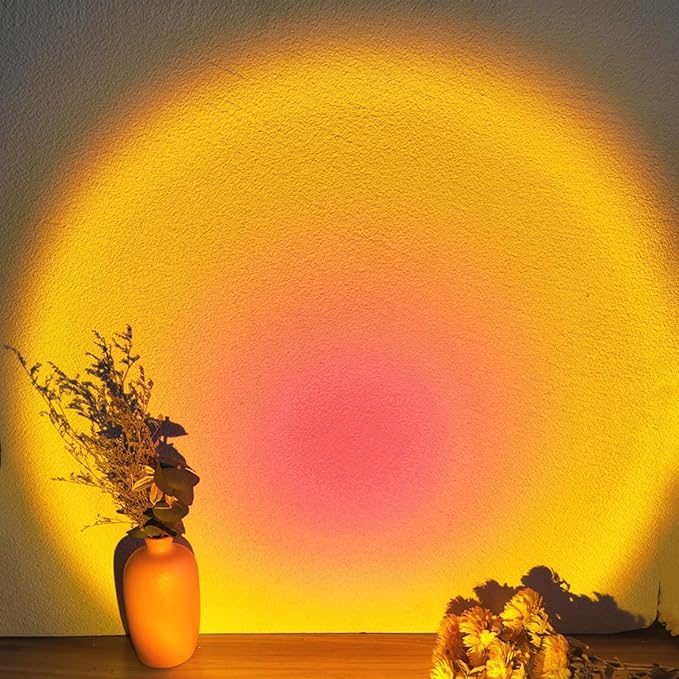 2-Pack Sunset Lamp Projection Hexagonal Colorful Sunset Red Wall Lamp LED Touch Control Two Brightness Adjustable Cabinet Decorative Light