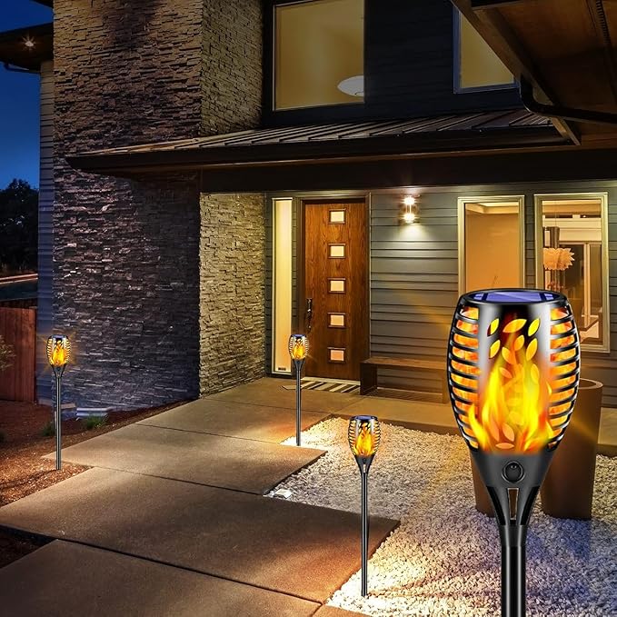TomCare Solar Flickering Flame Torch Lights, 6-Pack, IP65