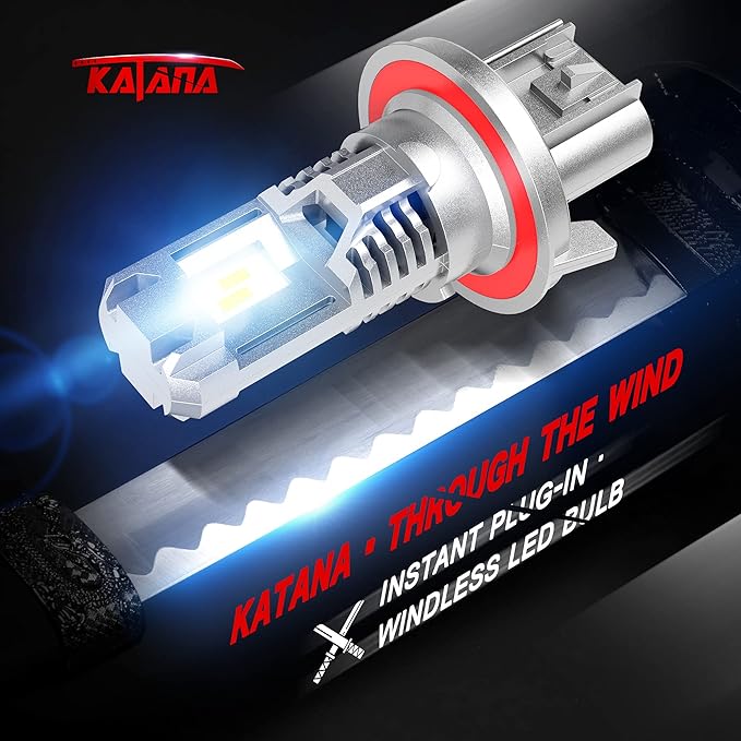 Katana H13 Light Bulbs | 9008 Light Bulbs Fanless Wireless Super Bright 6500K Xenon White Fog Light, Pack of 2
