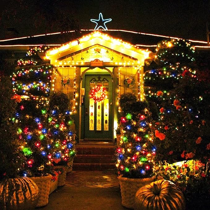 JMEXSUSS 2 Pack Solar String Lights Outdoor Waterproof, Total 400 LED 151FT Solar Christmas Lights Outdoor, 8 Modes Christmas Light for Outside Patio Yard Tree Decorations, Warm White to Multicolor