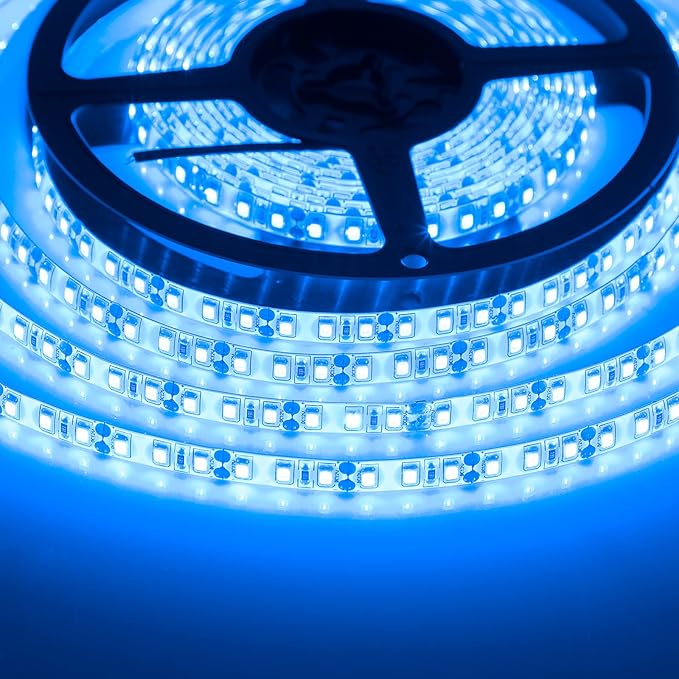 SUPERNIGHT 600 LEDs Blue Strip Light, 16.4FT Waterproof Flexible Rope Lights, 12V Blue Tape Lights for Bedroom, Mirror, Kitchen, Boat, Party, Holiday Decoration