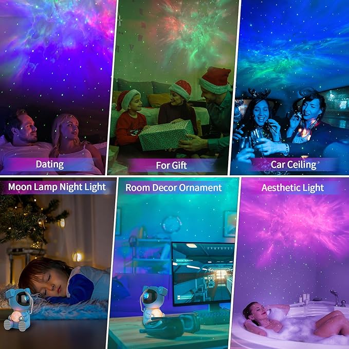 Cayclay Astronaut Galaxy Projector with Moon Night Light, Blue Pro