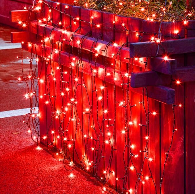 QITONG 165ft 500 LED Red Christmas Lights, Christmas String Lights Outdoor Waterproof Plug in, Green Wire Twinkle Light Indoor with 8 Modes