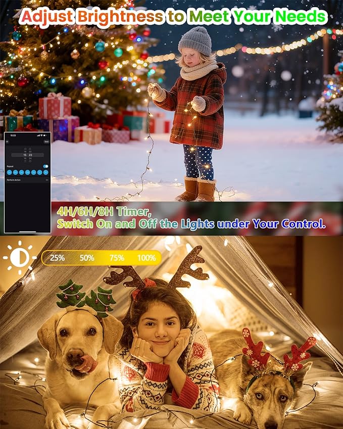 Smart Color Changing Christmas String Lights, 107FT 300LED App Control RGB LED String Lights with Remote & Timer, Waterproof Twinkle Christmas Tree Lights Indoor Outdoor Holiday Xmas Tree Decorations