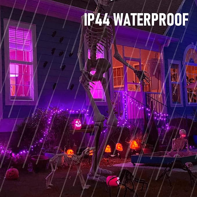 Battery Operated Halloween Lights, 50 LED 16FT Purple String Lights Outdoor, Waterproof Mini String Tree Light with 8 Modes, Halloween Decorations for Indoor Patio Garden Party Decor