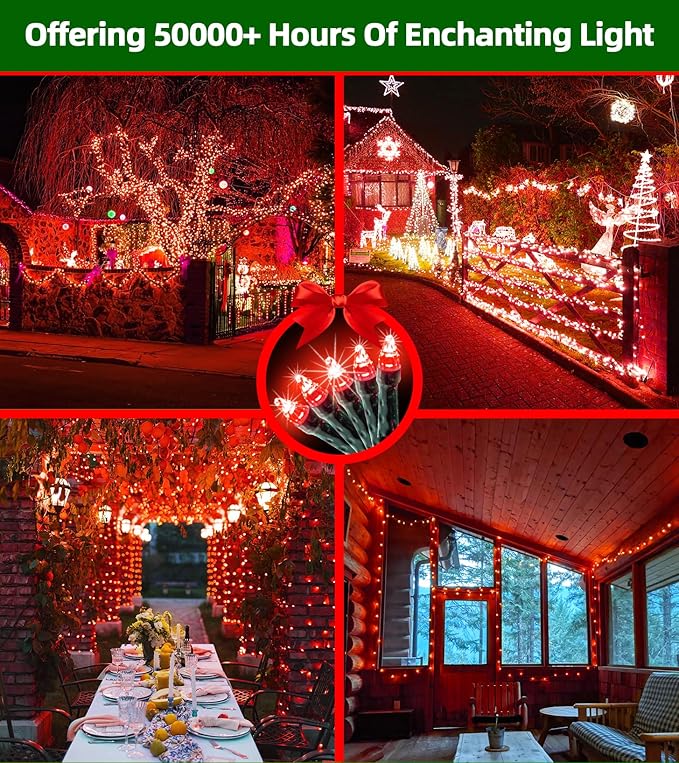 1500 LED 470FT Christmas Lights Outdoor,12 Lighting Modes Christmas String Lights with Timer, Dimmable Plug in Red LED StringLights Waterproof for Yard Tree Wedding Party Holiday Red
