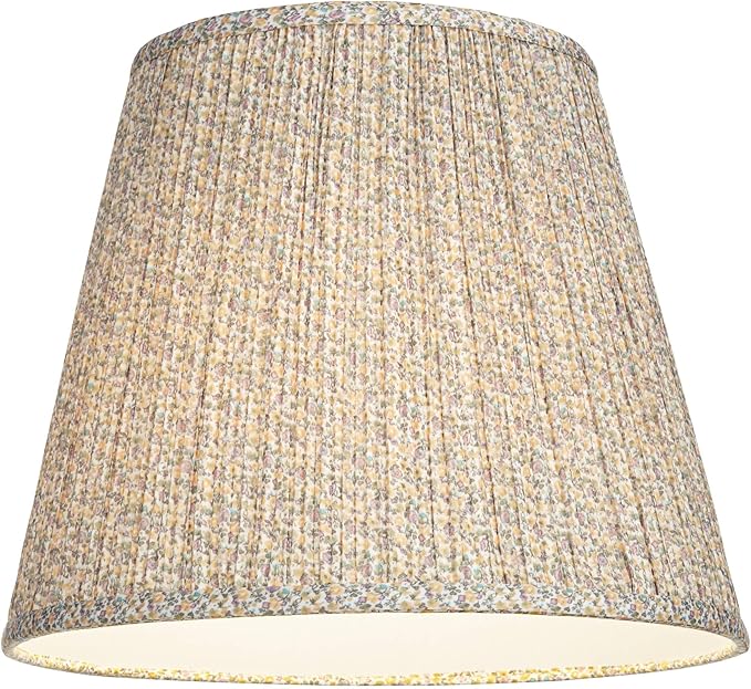 Hardback Shirred Empire Cottage Core Lamp Shade Yellow Floral Medium 8" Top x 13" Bottom x 11" Slant x 10.75" High Spider with Replacement Harp and Finial Fitting - Springcrest