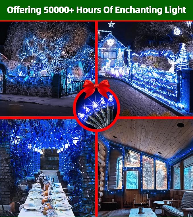 1500 LED 470FT Christmas Lights Outdoor,12 Lighting Modes Christmas String Lights with Timer, Dimmable BlueLED StringLightsWaterproof for Yard Tree Wedding Party Holiday Decor Blue
