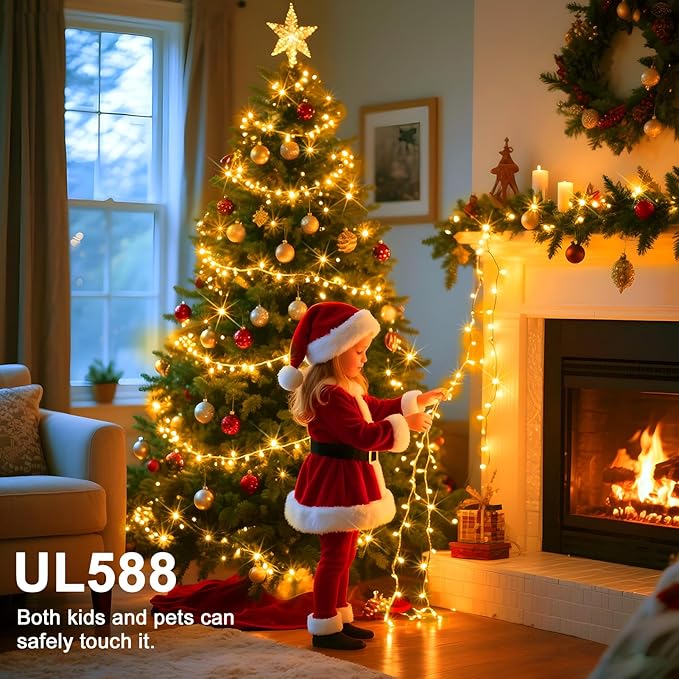 114 FT 350 LED String Lights Outdoor Indoor, Christams String Lights Waterproof 8 Modes & Timer, Fairy Lights Plug in for Bedroom, Weeding, Patio, Party, Holiday,Christmas Decor(Warm White)