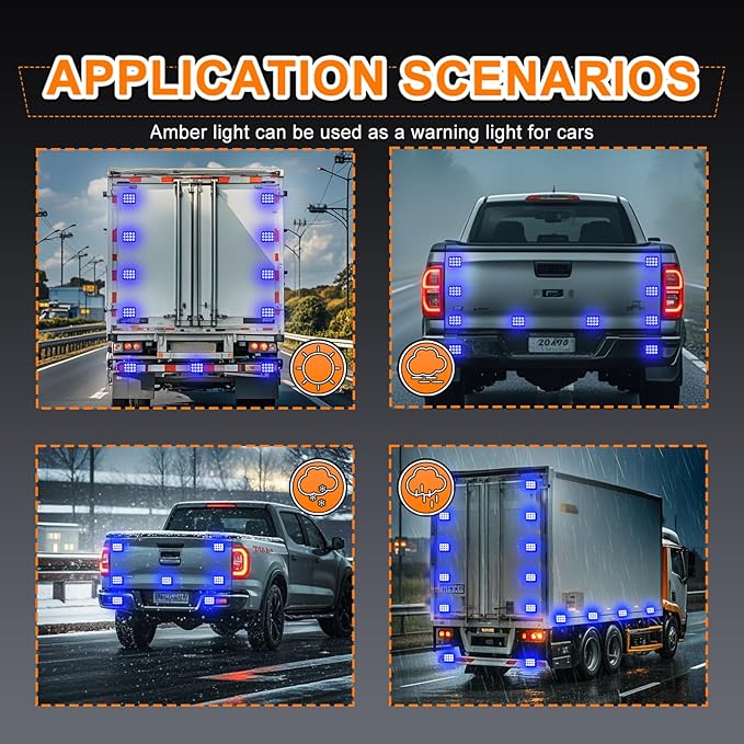 2PCS LED Wireless Magnetic Strobe Lights LED Blue Beacon Warning Emergency Light, Waterproof Surface Mount Flashing Rechargeable Strobe Light for 12V-24V Trucks Vehicles Police Cars ATV SUV