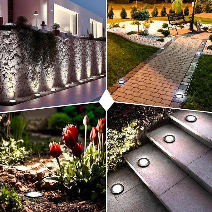 9W Landscape Light, Outdoor 120V In-Ground Lights IP68 Waterproof 5500k Warm White Outdoor Well Lights for Yard Pathway Driveway Deck, 8 Pack